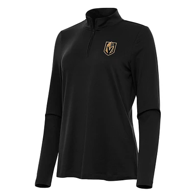 Women's Antigua Black Vegas Golden Knights Reprocess Quarter-Zip Top
