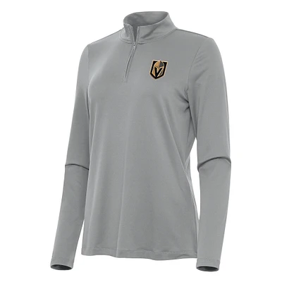 Women's Antigua Gray Vegas Golden Knights Reprocess Quarter-Zip Top