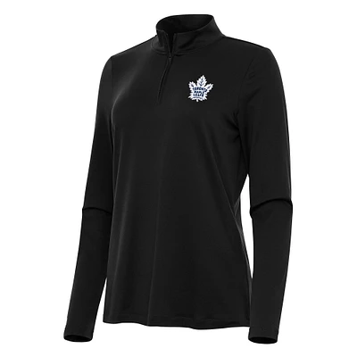 Women's Antigua Black Toronto Maple Leafs Reprocess Quarter-Zip Top