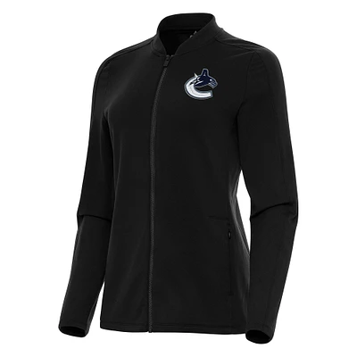 Women's Antigua Black Vancouver Canucks Continual Full-Zip Jacket