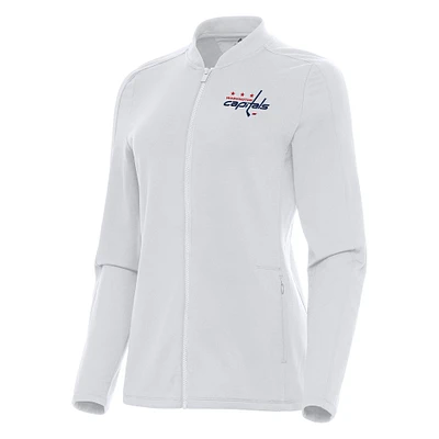 Women's Antigua White Washington Capitals Continual Full-Zip Jacket