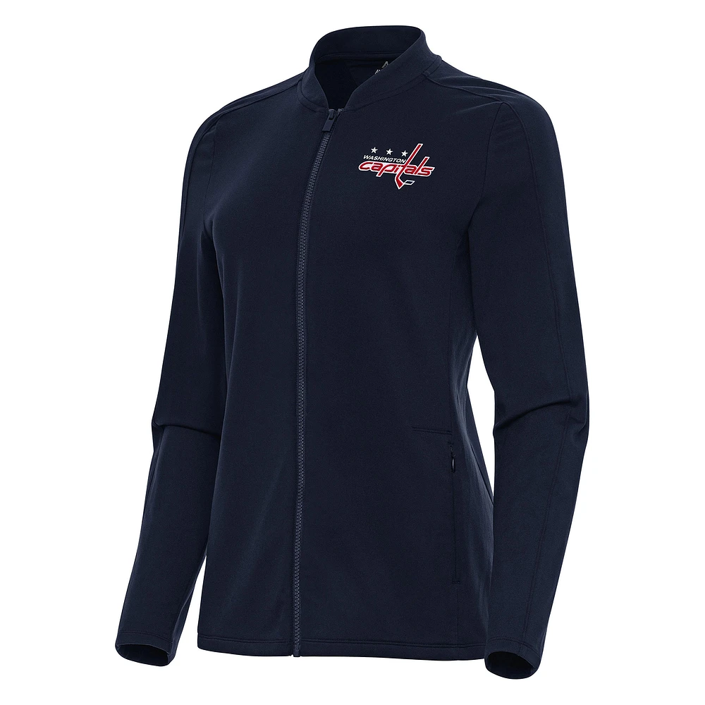 Women's Antigua Navy Washington Capitals Continual Full-Zip Jacket