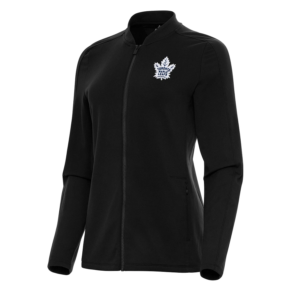 Women's Antigua Black Toronto Maple Leafs Continual Full-Zip Jacket