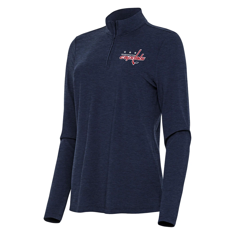 Women's Antigua Heather Navy Washington Capitals Bright Quarter-Zip Top