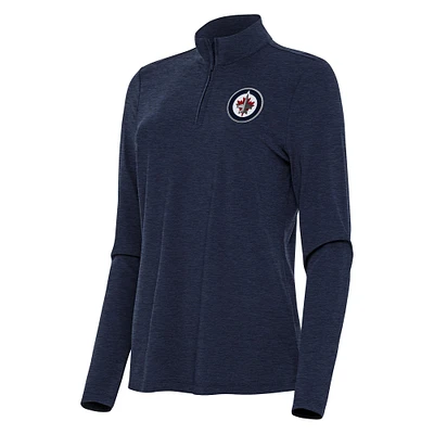 Women's Antigua Heather Navy Winnipeg Jets Bright Quarter-Zip Top