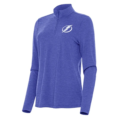 Women's Antigua Heather Royal Tampa Bay Lightning Bright Quarter-Zip Top