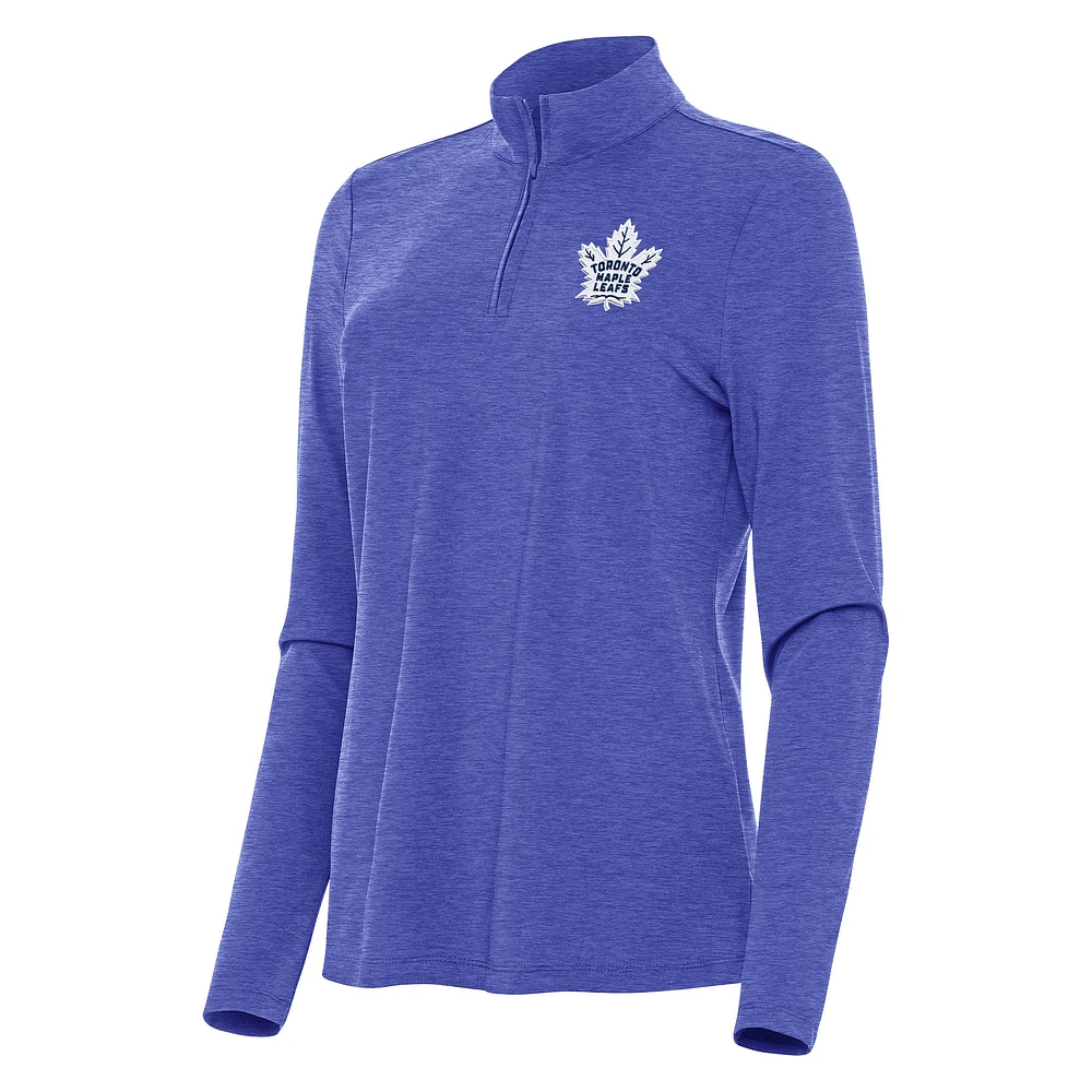 Women's Antigua Heather Royal Toronto Maple Leafs Bright Quarter-Zip Top