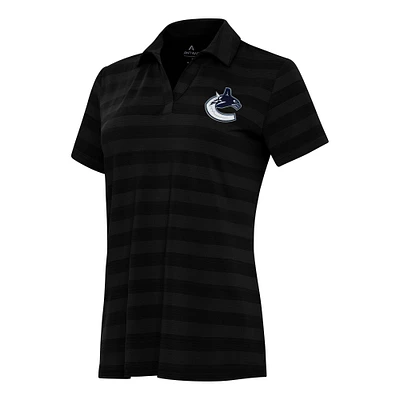 Women's Antigua Black Vancouver Canucks Tunnel Polo