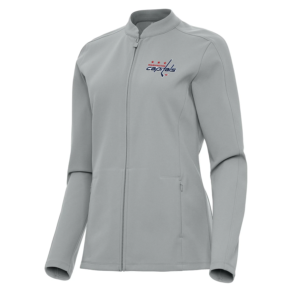 Women's Antigua Gray Washington Capitals Regard Full-Zip Jacket