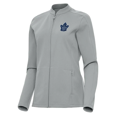 Women's Antigua Gray Toronto Maple Leafs Regard Full-Zip Jacket