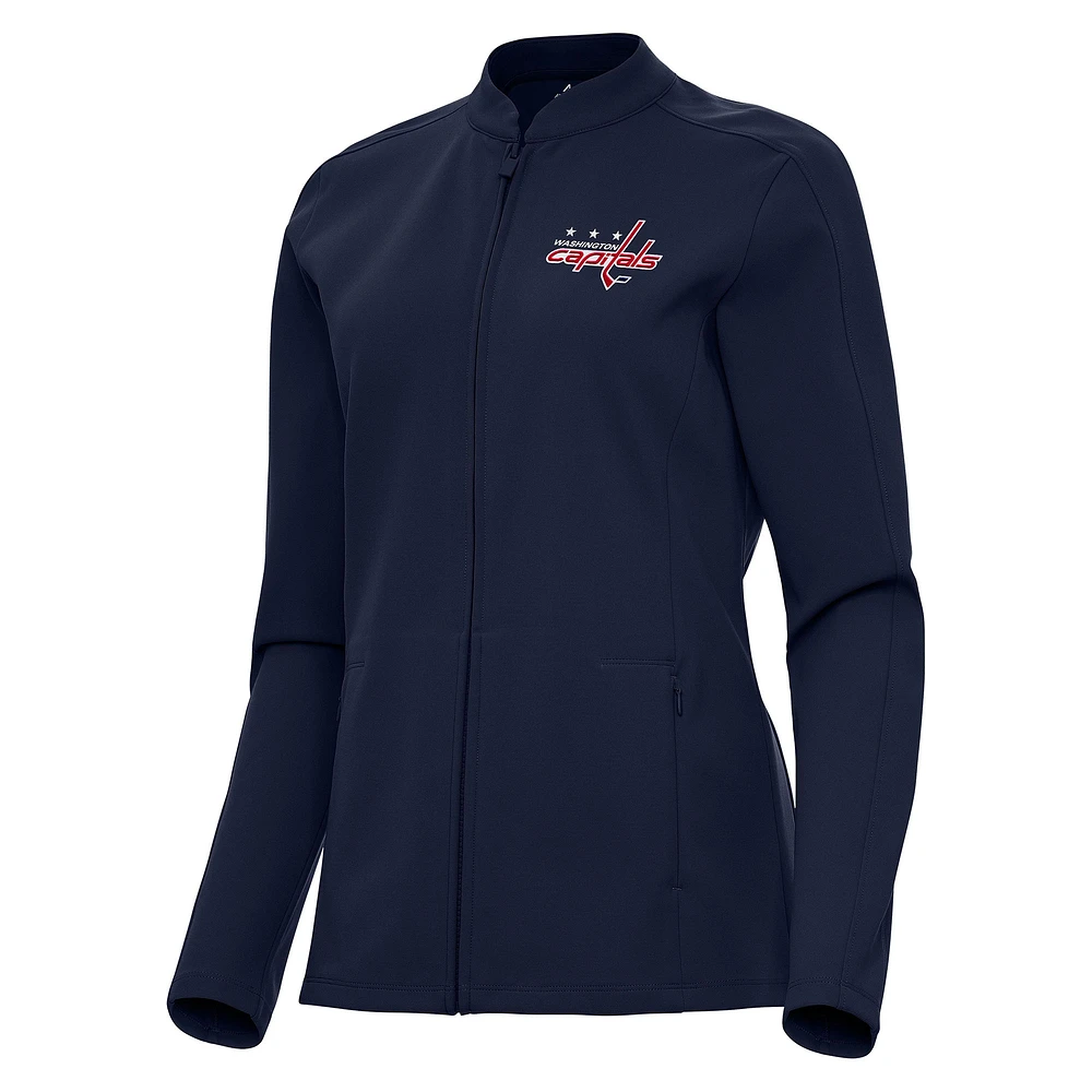 Women's Antigua Navy Washington Capitals Regard Full-Zip Jacket