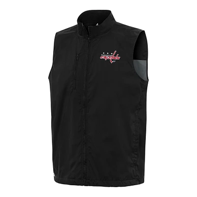 Men's Antigua Black Washington Capitals Brisk Full-Zip Vest
