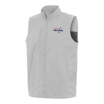 Men's Antigua Heather Gray Washington Capitals Brisk Full-Zip Vest