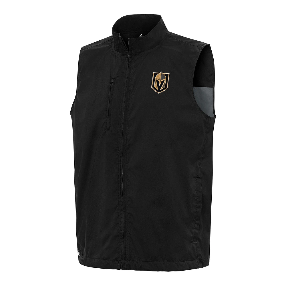 Men's Antigua Black Vegas Golden Knights Brisk Full-Zip Vest