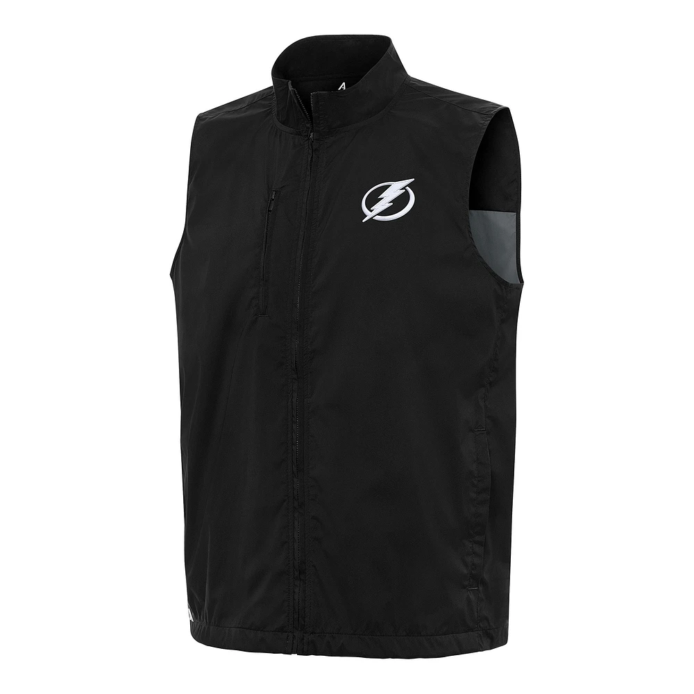 Men's Antigua Black Tampa Bay Lightning Brisk Full-Zip Vest