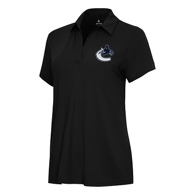 Women's Antigua Black Vancouver Canucks Era Polo