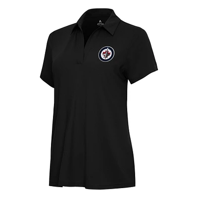 Women's Antigua Black Winnipeg Jets Era Polo