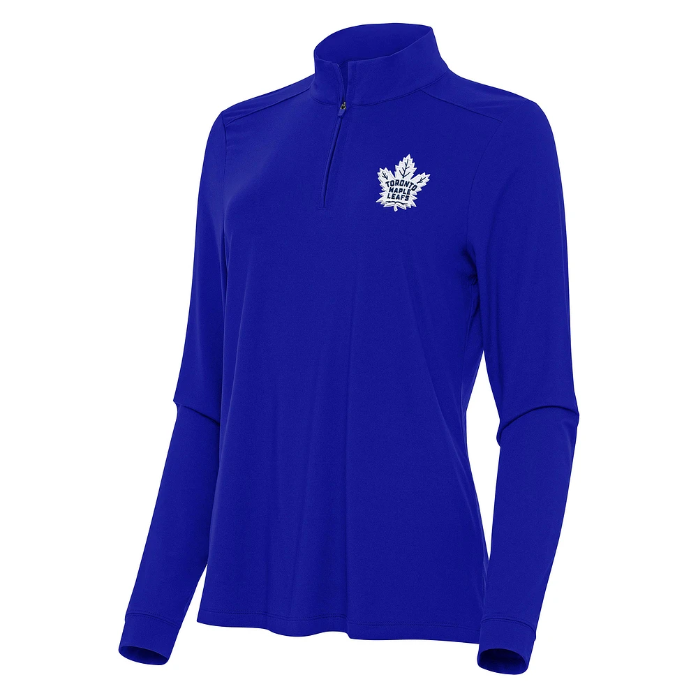 Women's Antigua Royal Toronto Maple Leafs Intent Quarter-Zip Top