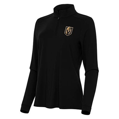 Women's Antigua Black Vegas Golden Knights Intent Quarter-Zip Top
