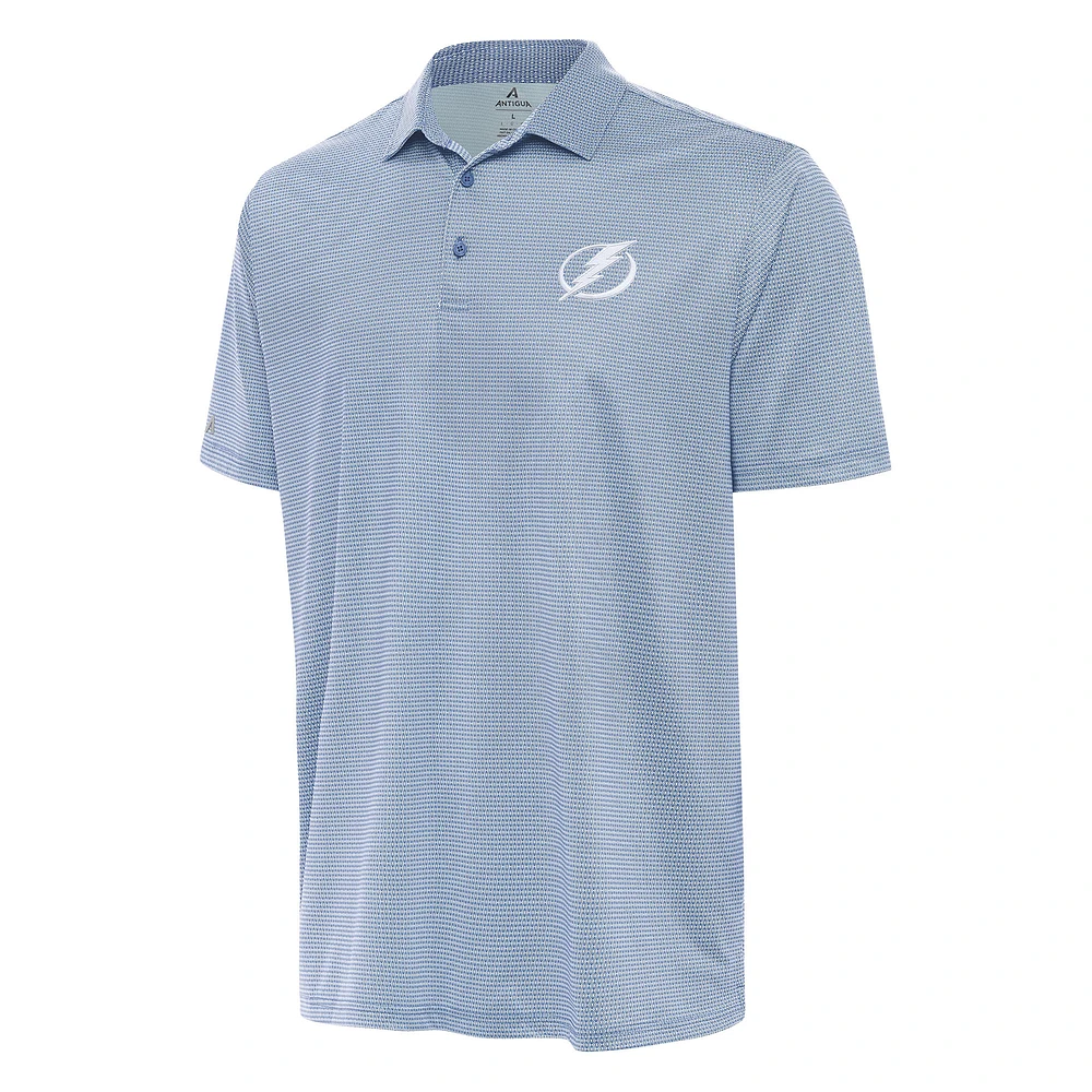 Men's Antigua Heather Aqua/White Tampa Bay Lightning Rings Polo