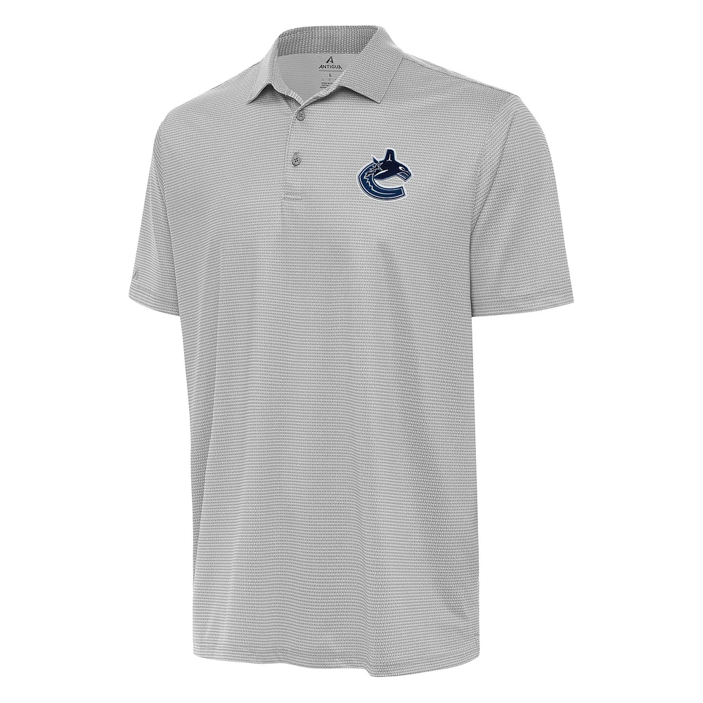 Men's Antigua Gray/White Vancouver Canucks Rings Polo