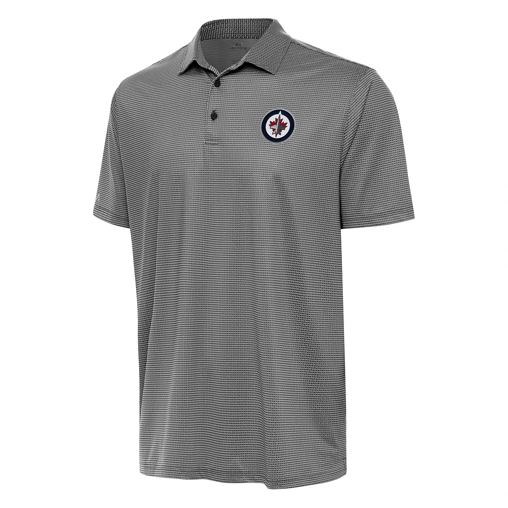 Men's Antigua Black/White Winnipeg Jets Rings Polo