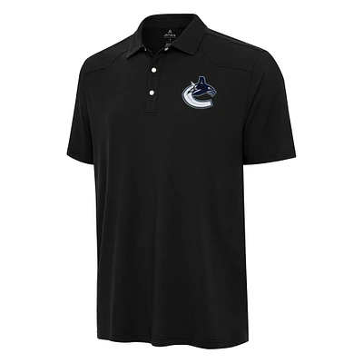 Men's Antigua Black Vancouver Canucks Western Polo