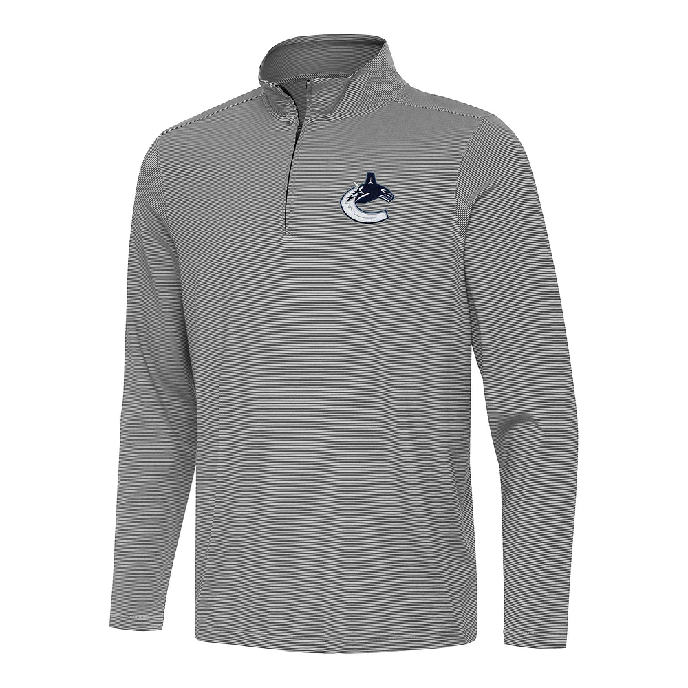 Men's Antigua Black Vancouver Canucks Twine Quarter-Zip Top