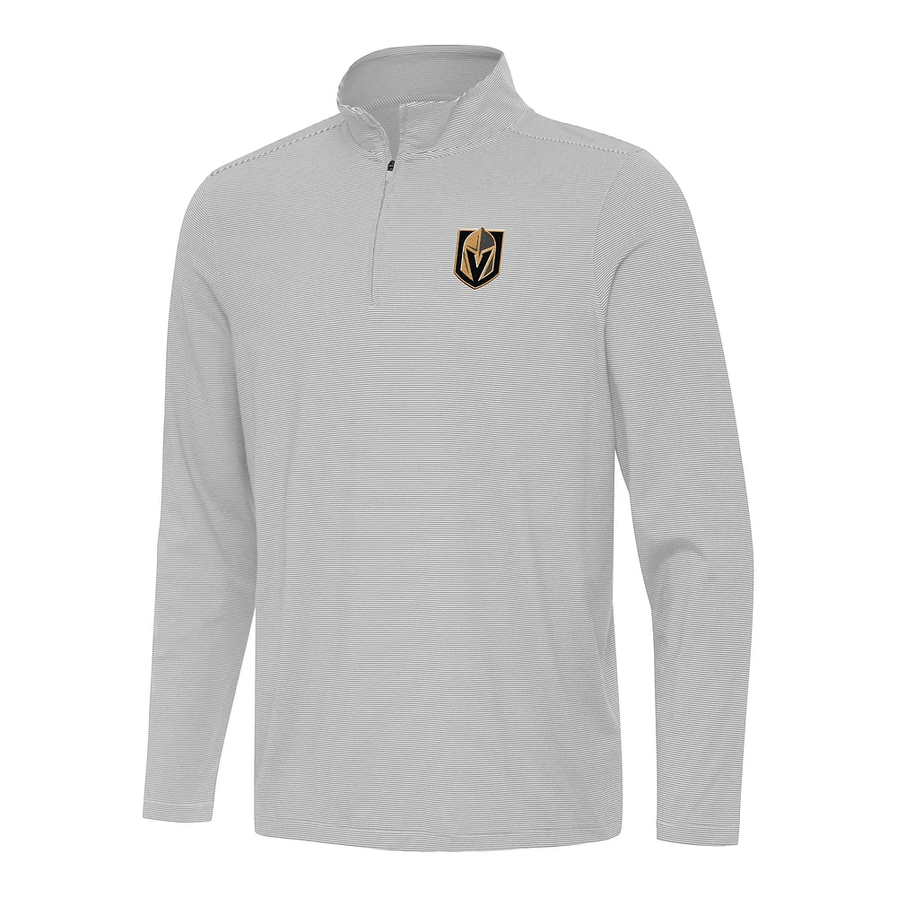Men's Antigua Gray Vegas Golden Knights Twine Quarter-Zip Top