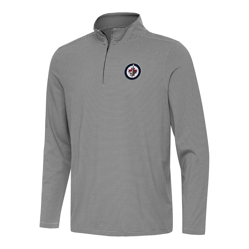Men's Antigua Black Winnipeg Jets Twine Quarter-Zip Top