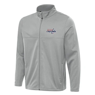 Men's Antigua Gray Washington Capitals Links 2 Full-Zip Golf Jacket