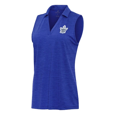Women's Antigua Heather Toronto Maple Leafs Layout Sleeveless V-Neck Polo
