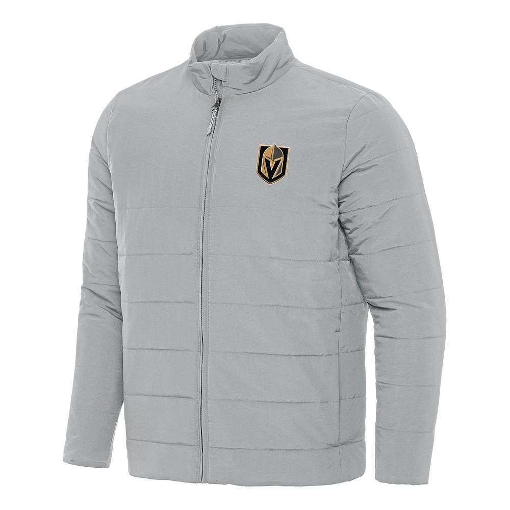 Men's Antigua Gray Vegas Golden Knights Swelter Full-Zip Puffer Jacket