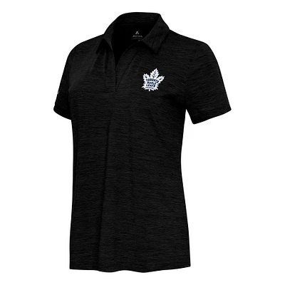 Women's Antigua Heather Black Toronto Maple Leafs Layout V-Neck Polo