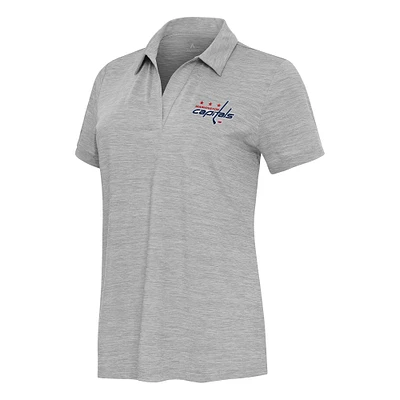 Women's Antigua Heather Gray Washington Capitals Layout V-Neck Polo