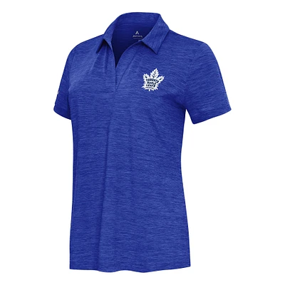 Women's Antigua Heather Blue Toronto Maple Leafs Layout V-Neck Polo