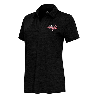 Women's Antigua Heather Black Washington Capitals Layout V-Neck Polo