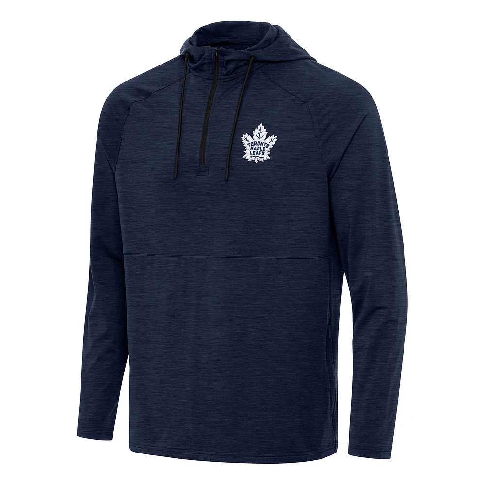 Men's Antigua Heather Navy Toronto Maple Leafs Spikes Quarter-Zip Hoodie