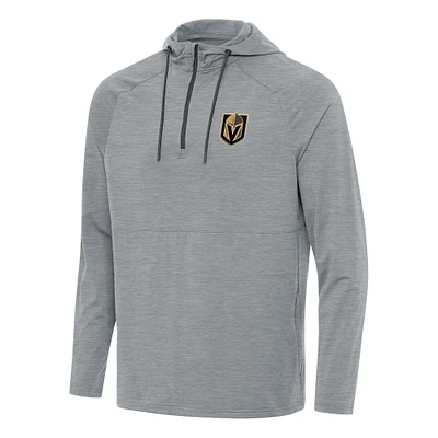 Men's Antigua Heather Gray Vegas Golden Knights Spikes Quarter-Zip Hoodie