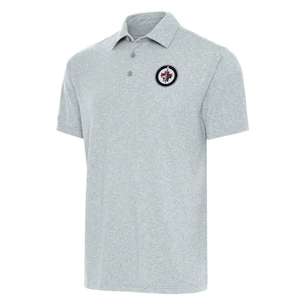 Men's Antigua Heather Gray Winnipeg Jets Big & Tall Par 3 Polo