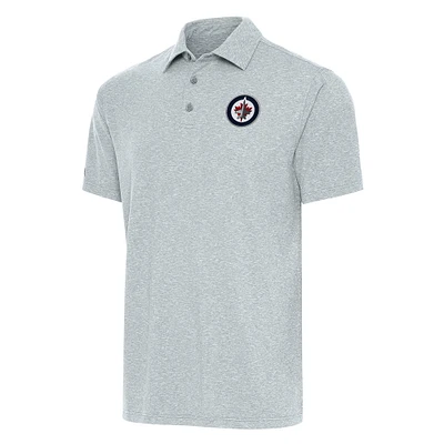 Men's Antigua Heather Gray Winnipeg Jets Big & Tall Par 3 Polo