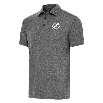Men's Antigua Heather Black Tampa Bay Lightning Big & Tall Par 3 Polo