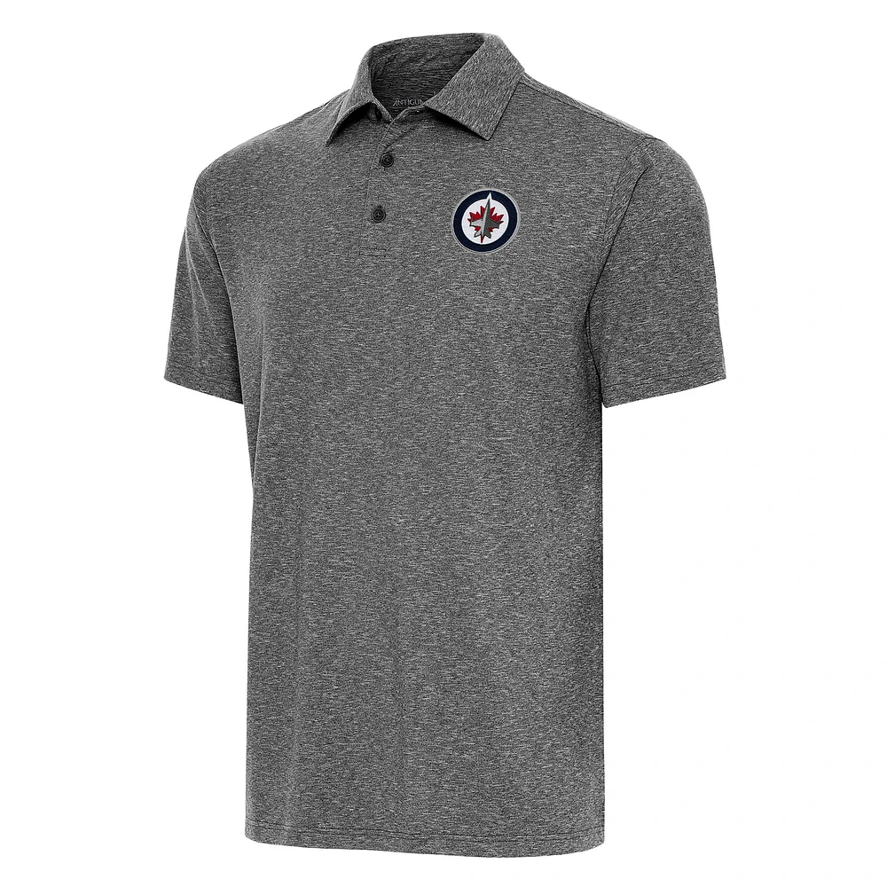 Men's Antigua Heather Black Winnipeg Jets Big & Tall Par 3 Polo