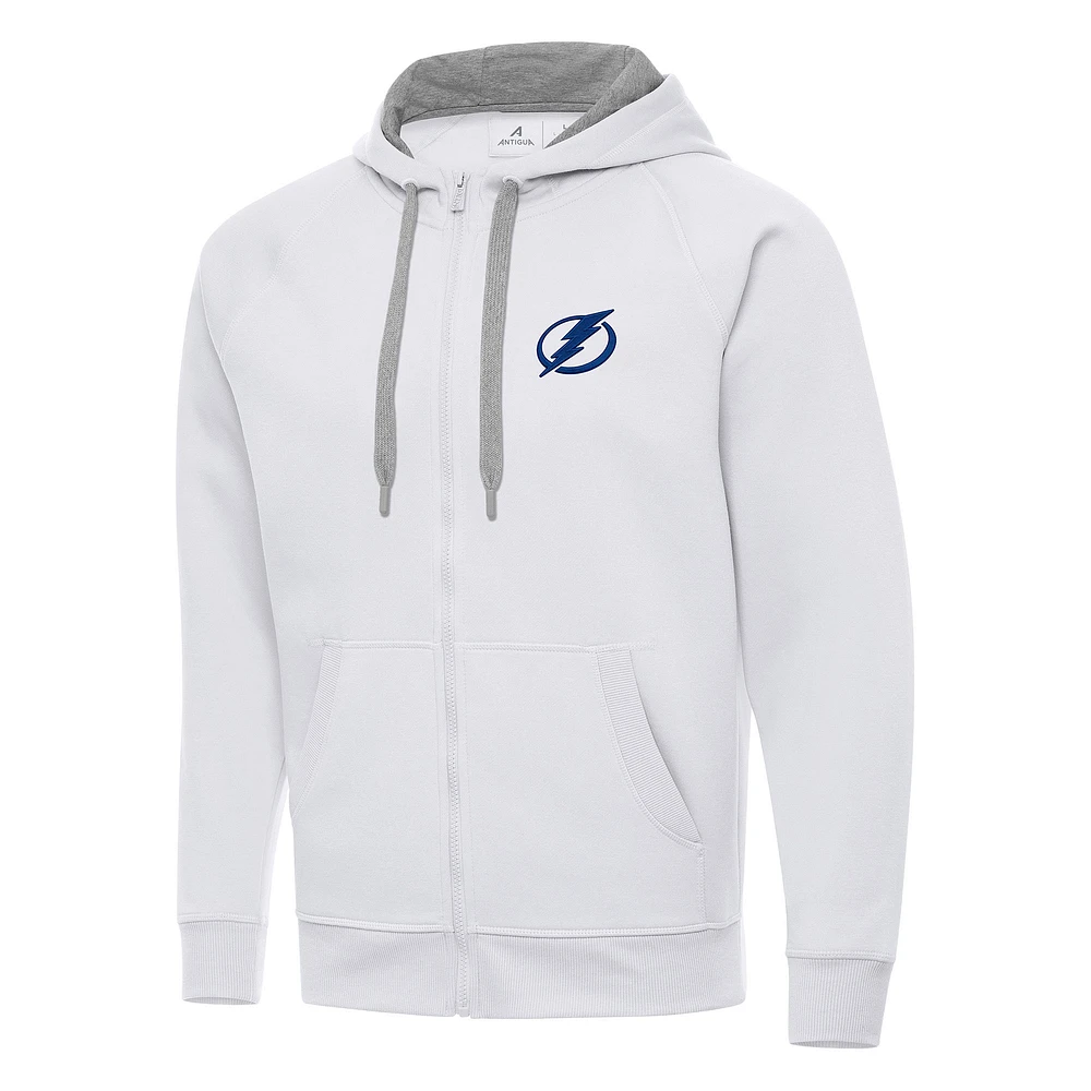 Men's Antigua White Tampa Bay Lightning Big & Tall Victory Full-Zip Hoodie
