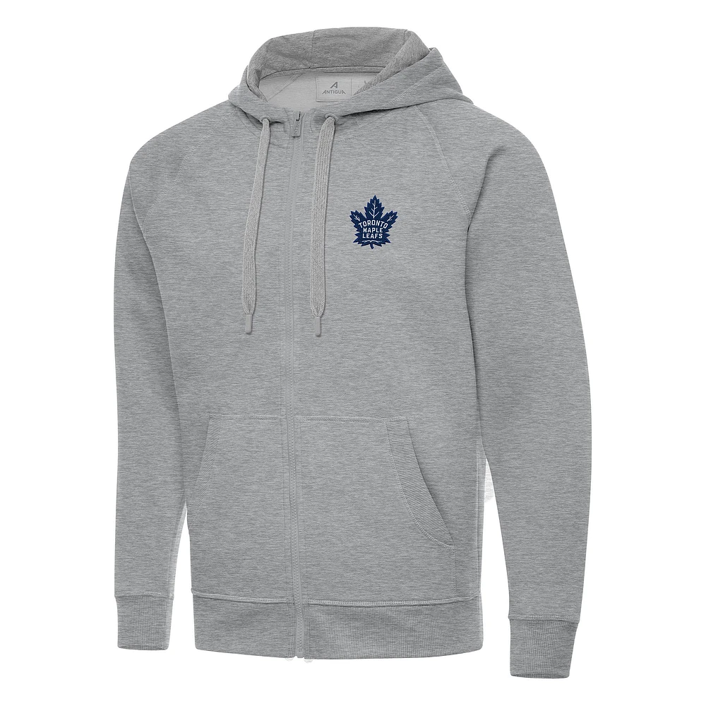 Men's Antigua Heather Gray Toronto Maple Leafs Big & Tall Victory Full-Zip Hoodie