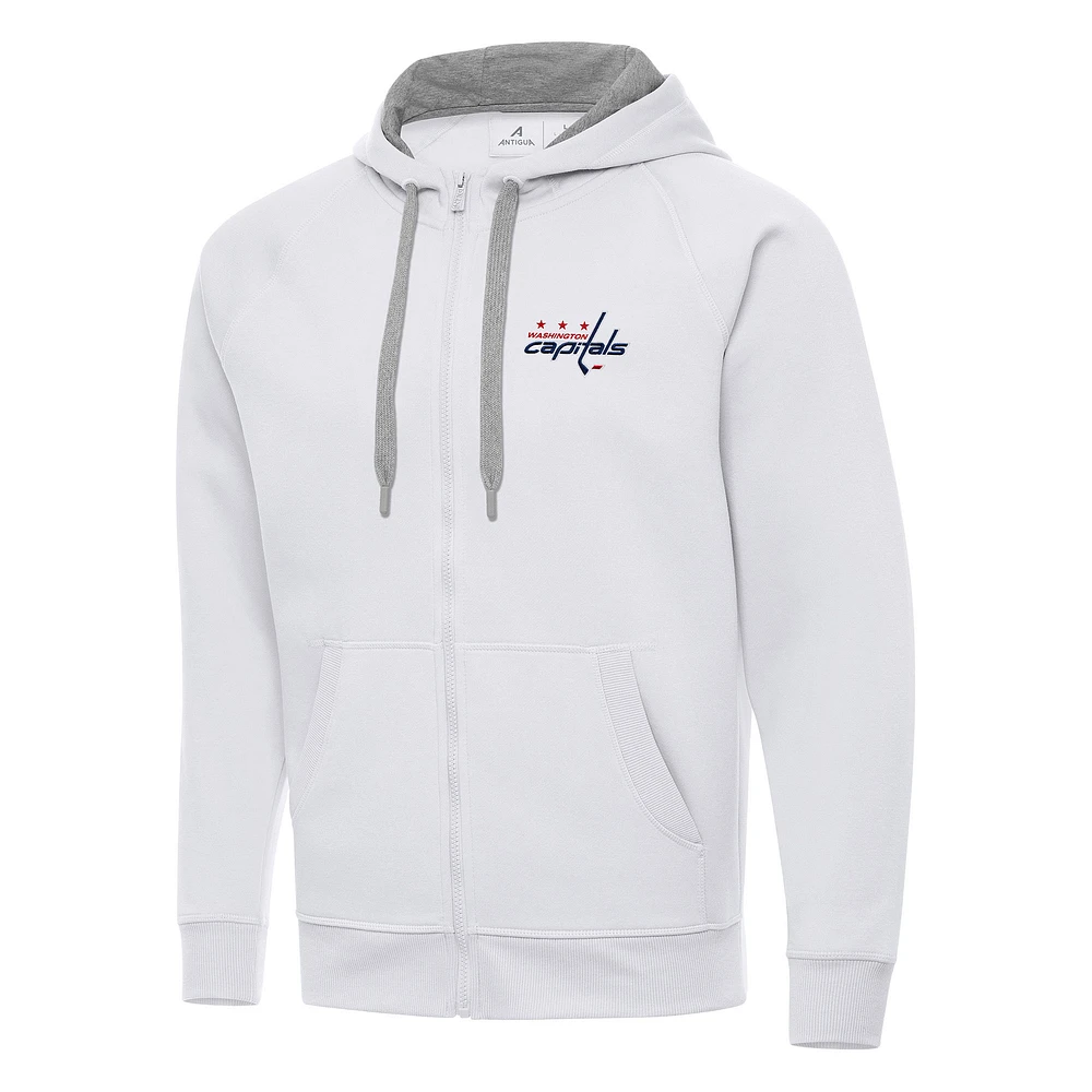 Men's Antigua White Washington Capitals Big & Tall Victory Full-Zip Hoodie