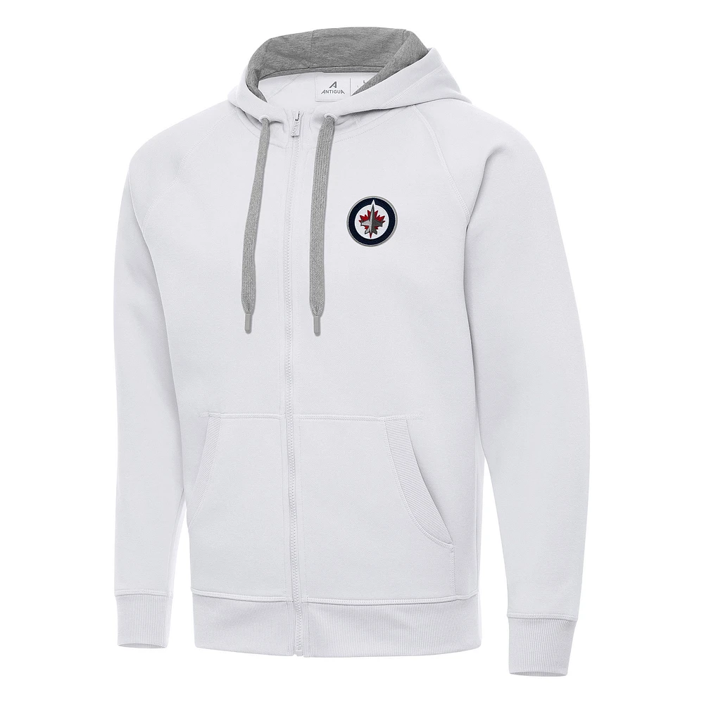 Men's Antigua White Winnipeg Jets Big & Tall Victory Full-Zip Hoodie