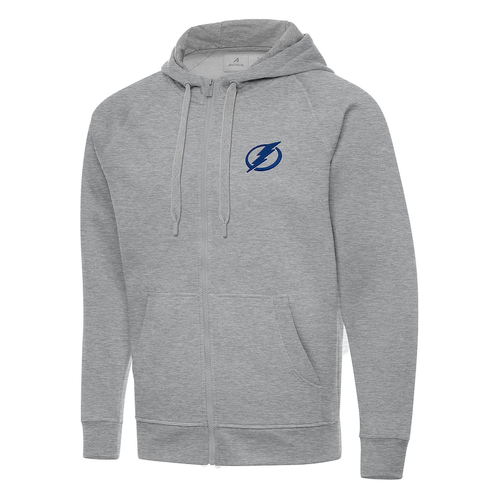 Men's Antigua Heather Gray Tampa Bay Lightning Big & Tall Victory Full-Zip Hoodie