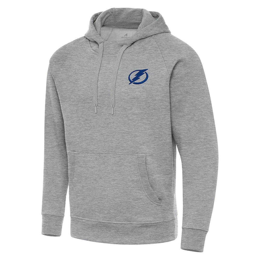 Men's Antigua Heather Gray Tampa Bay Lightning Big & Tall Victory Pullover Hoodie