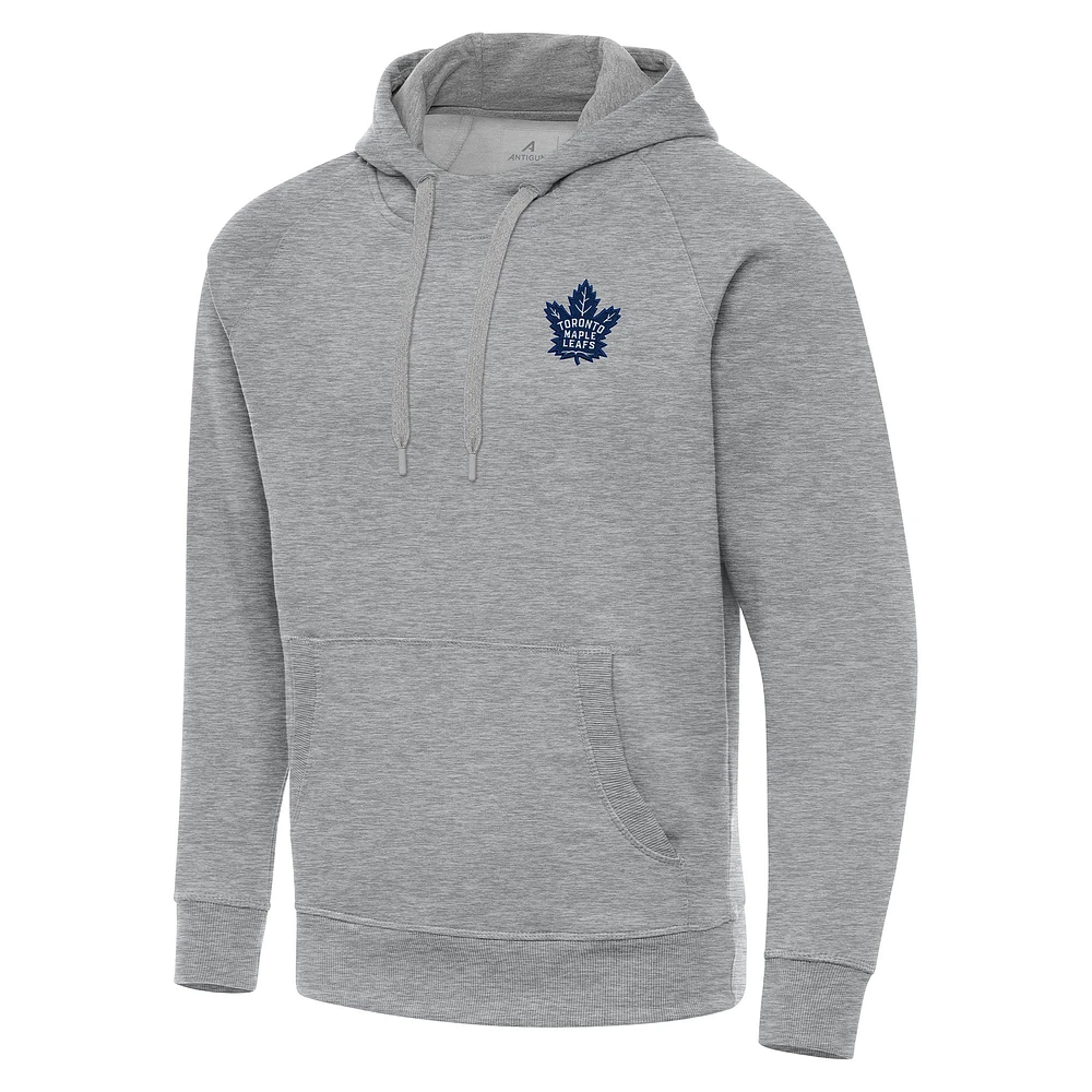 Men's Antigua Heather Gray Toronto Maple Leafs Big & Tall Victory Pullover Hoodie